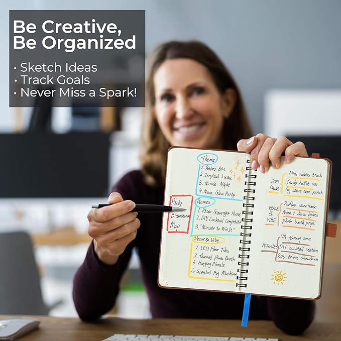 Planner 2025-2026 Daily Weekly and Monthly,6.5"x3.75",18 Months Spiral Bound Calendar Agenda with Self-adhesive Pen Holder,2026 Academic Plan with Vegan Leather Soft Cover,Brown