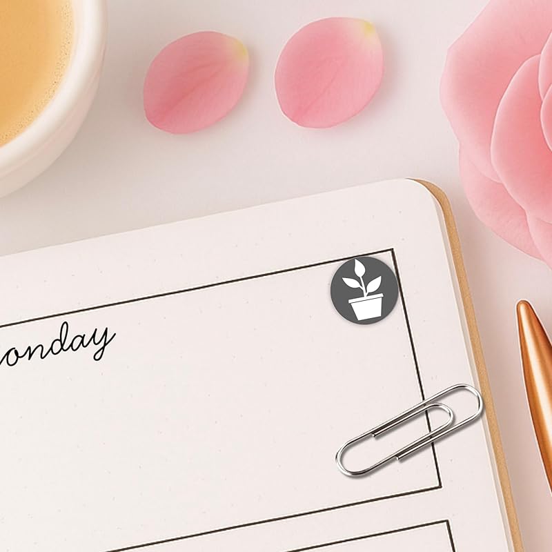 Plant Planner Stickers / 110 Dot Icon Vinyl Stickers (1/3”) / Water Plants Reminder Care Fertilize/Essential Productivity Life Planner Stickers/Bujo Bullet Journaling/ToDo (1 Sheet, Storm)