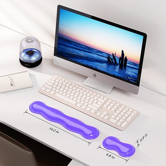 Gel Keyboard and Mouse Wrist Rest Set, Comfort Ergonomic Wrist Support, for Wrist Pain Relief, Computer Keyboard Wrist Rest (Purple)
