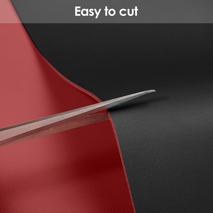 Leather Desk Mat,1.8mm Thick,12x42 Inch Desk Cover,Desk Protector Mat,Dresser Cover Top,Nail Table Mat,Dresser Cover,Quartz Countertop Protector,Table Sticker Cover(Black+Wine Red,12×42)