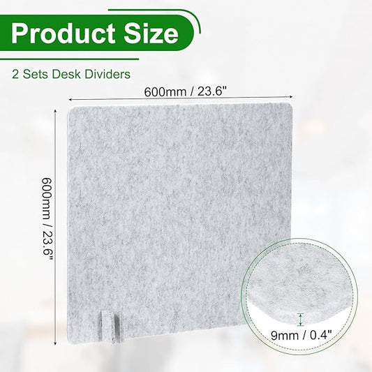PATIKIL Desk Divider, 2 Set 24 x 24 Inch Acoustic Freestanding Desk Divider Desk Privacy Panel with 8 Pcs Support Feet for Library Office Workstation, Light Grey