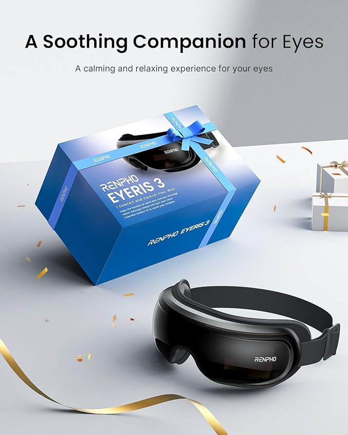 RENPHO Eyeris 3 Eye Massager with Heat and Cooling for Migraines, Voice Control Eye Mask, Eye Care Device with DIY Massage Setting, Birthday Gifts for Women/Men, Reduce Dry Eyes
