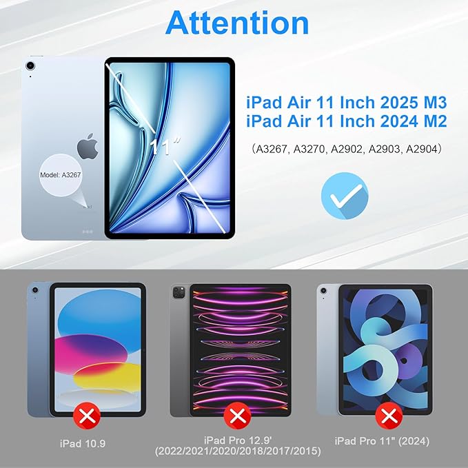 SIBEITU for iPad Air 11 Inch M3 2025 & M2 2024 Screen Protector, 2 Pack iPad Air 7th/6th Generation Tempered Glass Film, 9H Anti-Scratch HD Compatible Face ID & Case Friendly for iPad Air 11" 7/6 Gen