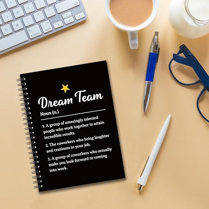 YAZMEEN Dream Team Blank Spiral Notebook（160 Pages） Dream Team Definition Hardcover Sketchbook Employee Appreciation Gift Team Member Gift Funny Notebook Birthday Gift for Coworker Friend Office Work