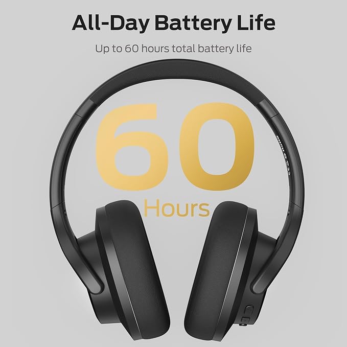 Monster Mission 200 Bluetooth Headphones, Wireless Headphones with 3 EQ Modes, Low Latency HiFi Stereo Foldable Lightweight Headset, 60H Playtime,Deep Bass for Home Office Cellphone PC Ect