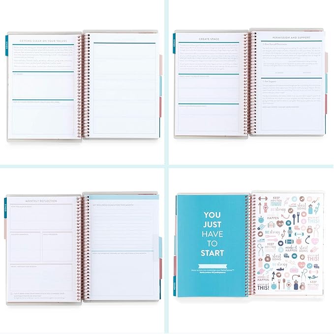 Erin Condren Coiled A5 Daily Wellness Planner, Features 160 Pages of Thick, Bleed Resistant 80 Pound Paper Boost Productivity, Durable, Pretty, Cute, Stylize