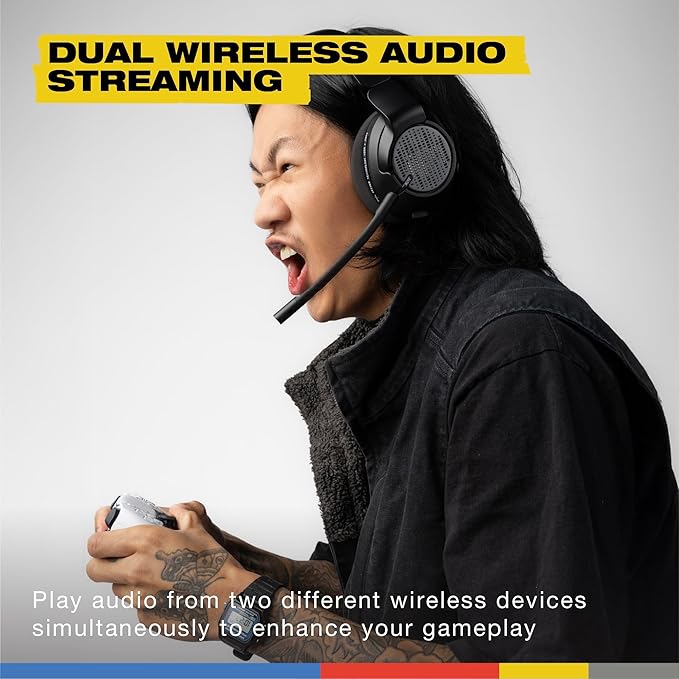 Skullcandy Crusher PLYR 720 Wireless Gaming Headset, Ultimate Immersion and Comfort, THX Spatial Audio, Multi-Sensory Bass, Removable Mic, Xbox, PC, PlayStation, Wireless Transmitter - Digi-Black Xbox