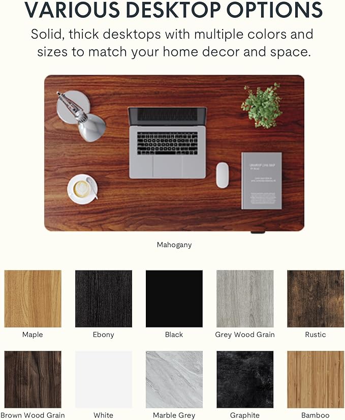 FLEXISPOT EN1 Electric Standing Desk, Sit Stand Desk Home Office Workstation, 42x24, Walnut Desktop + White Frame