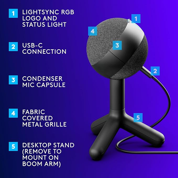 Logitech G305 Lightspeed Wireless Gaming Mouse, Black + Yeti Orb RGB Gaming Microphone with LIGHTSYNC, USB Mic for Streaming