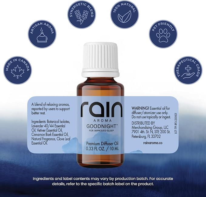 Goodnight Premium Diffuser Oil, Relax & Sleep Well with Aromatherapy Diffuser Oils, Office/Home Fragrance Essentials Crafted from Botanical Essential Oils, 0.33 fl oz/10 ml