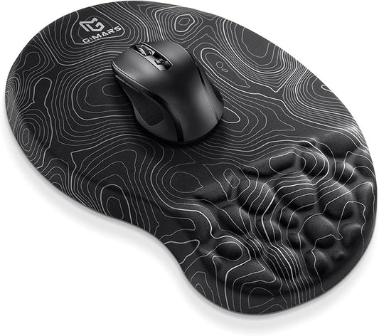 Gimars Upgrade Ergonomic Mouse Pad Wrist Rest with Memory Foam Massage Bump, Enlarge [ 30% Larger Moving Space] Mouse Pad Wrist Support with Nonslip PU Base for Laptop, Computer, Gaming & Office