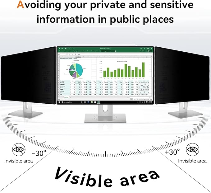 32 Inch Computer Privacy Screen Filter for 16:9 Aspect Ratio Widescreen Monitor - Anti Glare Blue Light Filter, Removable Computer Monitor Privacy Shield, Anti-Scratch Screen Protector Film 32 in