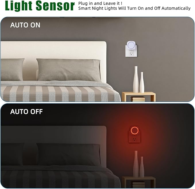 LED Night Lights Plug into Wall, Indirect Soft Dimmable Night Light with Dust to Dawn Sensor, Red Nightlight for Bedroom,Bathroom,Kitchen,Stairs,Hallway,Travel, 4 Packs, Red