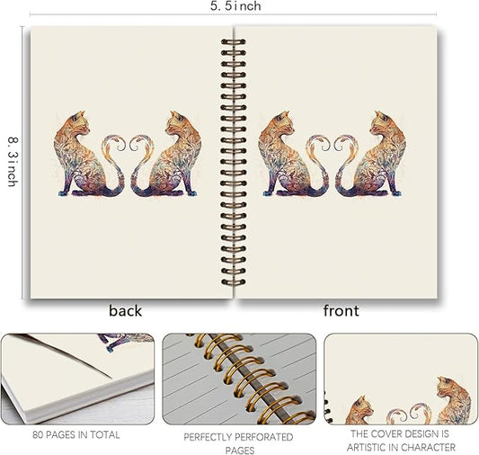 Cat Spiral Notebook,Cat Journal for Women,Gifts for Cat Lovers,Cat Notebooks for Kids,Cat Office Supplies5.5x8.3