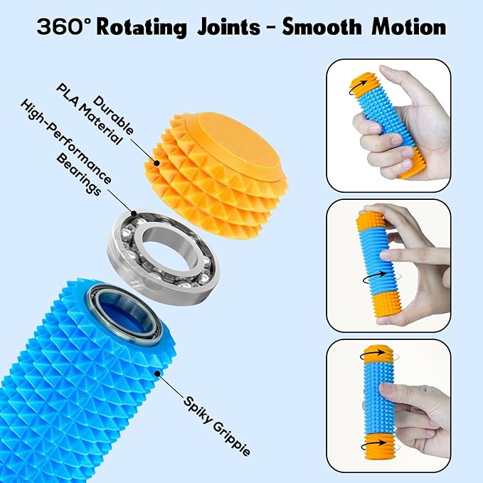 Little Pain Stim Ouchies Fidget Toys for Adults,3D Printed Spiky Pain Stim, Sensory Fidget for Stress & Anxiety Relief, ADHD, Autism,Office Desk Toys (Green Red + Blue Orange)