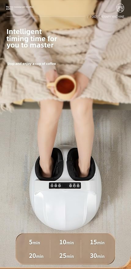 Electric Foot Massager Machine with Heat - Shiatsu Kneading for Pain Relief, Plantar Fasciitis & Neuropathy, Home Use Foot Therapy for Circulation and Muscle Relaxation (White)