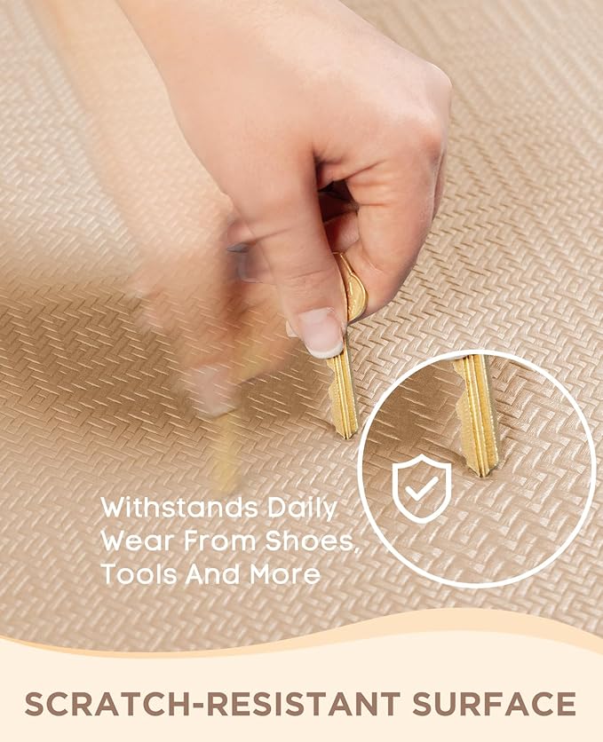 Ophanie Kitchen Mats for Floor, 3/4 Inch Thick Kitchen Rugs, Anti Fatigue Standing Cushioned Mat, Waterproof,Comfort Ergonomic Mat for Office, Home, Sink, 20'' x 48'' Beige Non-Slip Bottom