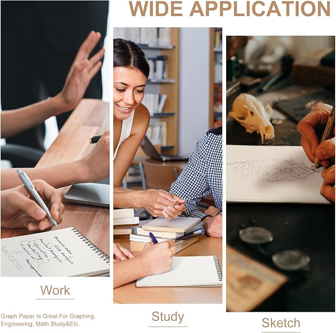 1 Pack Graph Paper Spiral Notepad A5 Top Wirebound Notepad Grid Notebook Steno Pads Memo Notebook Grid Paper 140 Pages for Writing Sketching Drawing Office Supplies (Kraft)