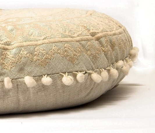 Mandala Life ART Bohemian Floor Cushion Cover –24 inches - Room Décor Decorative Round Pillow Case for Meditation, Yoga, and Boho Chic- Seating Area