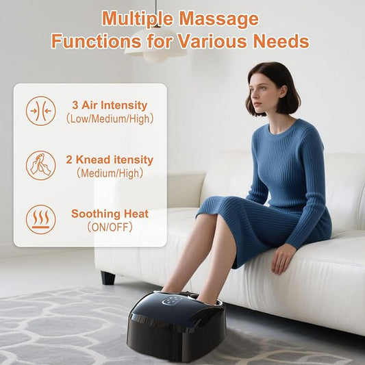 Shiatsu Foot Massager with Heat Feet Massager for Plantar Fasciitis, Neuropathy with Air Compression, Deep Kneading, Multiple Modes & Adiustable Intensity, Gifts for Women Men, Size 13