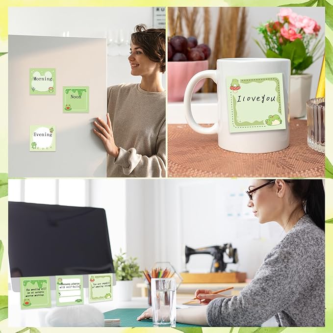 Frog Sticky Notes Gifts - 9 Pack Cute Frog Sticky Notes 3x3 Inch Cartoon Funny Self-Stick Notepads Novelty Animals Post Pads Gifts for Women Men School Office Supplies 450 Sheets