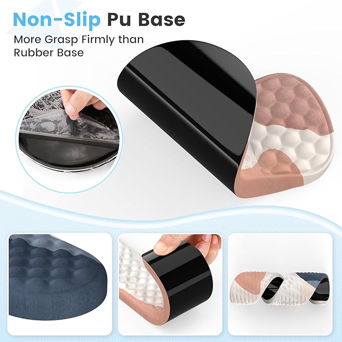 HAOCOO Ergonomic Mouse Pad with Wrist Rest and Keyboard Wrist Rest Set, 3 PCS Computer Carpal Tunnel Mouse Pads for Desk with Coaster, Memory Foam Mousepad Support for Office Women, Boho Navy Pink