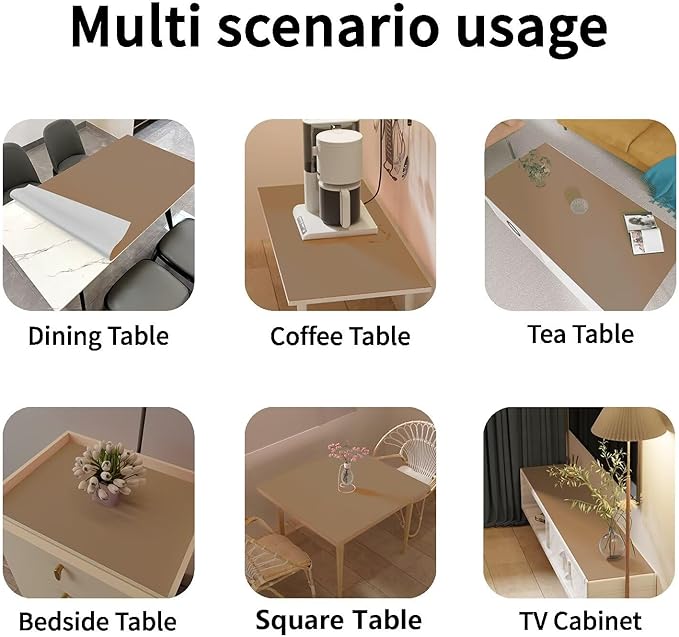 Leather Table Cover,1.8mm Thick,30x48 Inch Desk Cover,Large Desk Mat,Table Protector,Table Cover Protector,Dining Table Cover Protector,XL Desk Mat(Khaki+Silvery,30x48)
