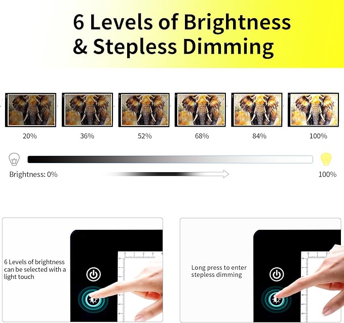 YINGWOND A1 Large Rechargeable Light Pad,Diamond Art Light Board with 3 Color Modes,6 Levels and Stepless Dimming,Battery Powered Light Box for Tracing,Diamond Painting,Drawing,Sketching