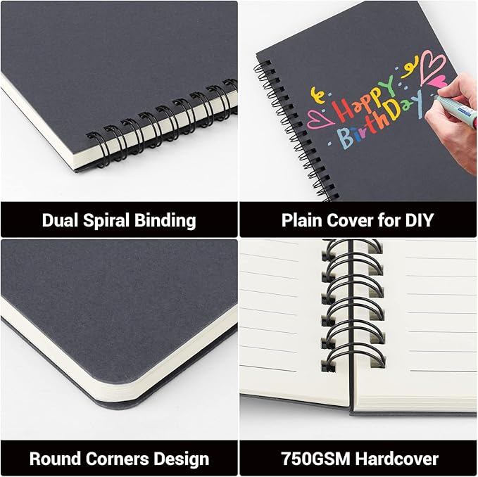 EUSOAR Spiral Notebook, 1 Pack 5.5" x 8.3" 160 Pages Grey A5 College Ruled Notebooks, Hardcover Lined Travel Writing Notebooks, Memo Notepad, Office Meeting Essentials Composition School Supplies