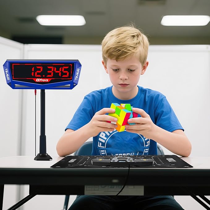 Speed Cube Timer, Cube Race Stack Competition Accuracy to 0.001 Seconds, Speed Stacks Timer with Display, Great Gift for Boys and Girls