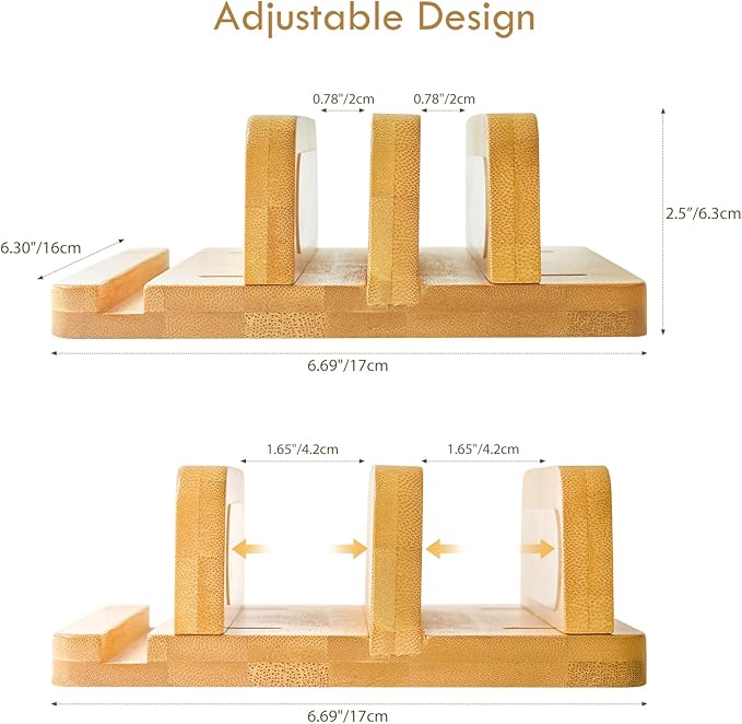 Vertical Laptop Stand for Desk, Double Stand Holder with Adjustable Dock 0.98" to 1.77", Fits All MacBook/Surface/Samsung/HP/Dell/Chrome Book, Natural Bamboo