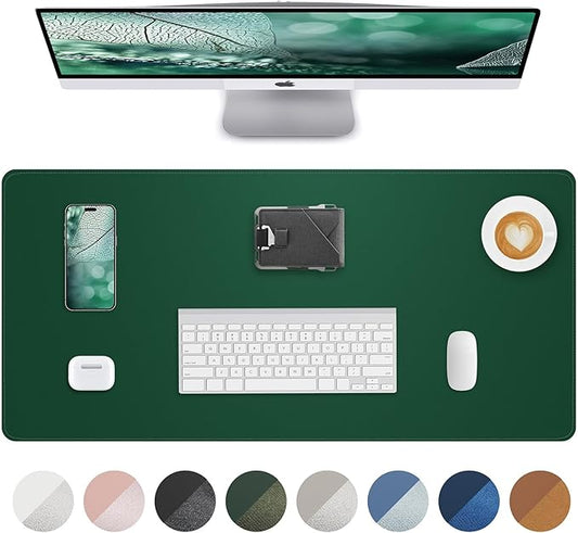 Leather Desk Pad Protector, Mouse Pad, Office Desk Mat, Non-Slip PU Leather Desk Blotter, Laptop Desk Pad, Waterproof Desk Writing Pad for Office and Home (Green, 31.5" x 15.7")