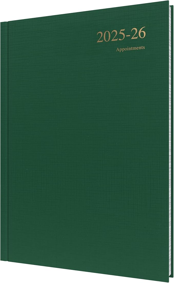 Collins 'Essentials' 12 Month Mid/Academic Year Planner, July 2025-July 2026 - ESSA41M.52-2526 -Day-to-Page Appointments Diary, A4 Hard Cover, Green