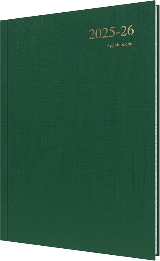 Collins 'Essentials' 12 Month Mid/Academic Year Planner, July 2025-July 2026 - ESSA41M.52-2526 -Day-to-Page Appointments Diary, A4 Hard Cover, Green