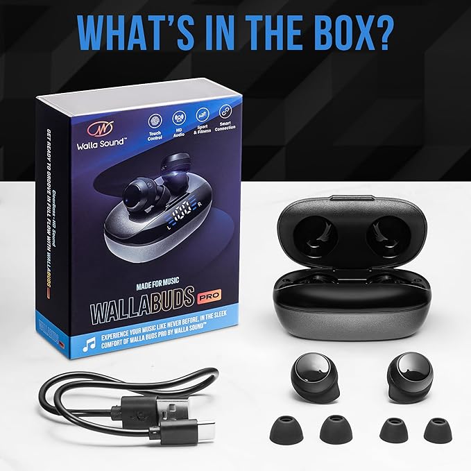 Earbuds with Mic - Bluetooth 5.3 Headphones True Wireless IPX5 Waterproof Buds with Charging Case 50H Battery & Crystal Clear Stereo Sound