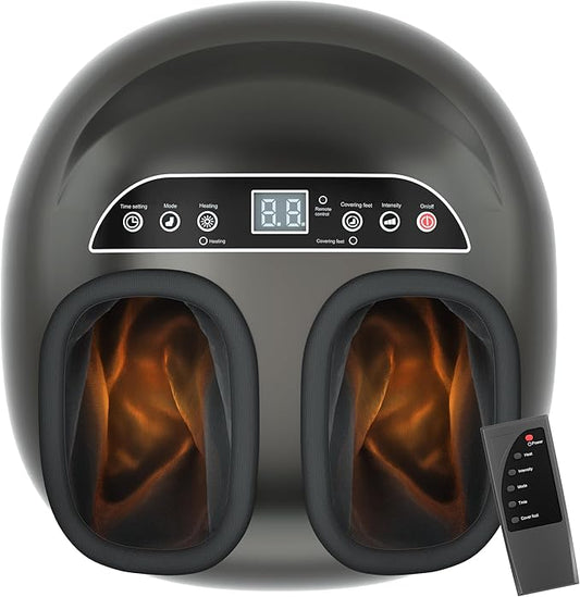 Foot Massager Machine with Heat,Shiatsu Foot Massager Home with Air Compression,Adjustable Electric Massager Machine for Feet Office,Wireless Control,DIY Gifts Draw Patterns for Man &Women,Black