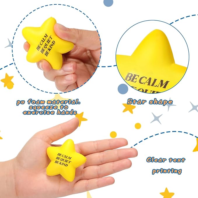Kasyat 20 Pcs Star Stress Balls - 2.16" Motivational Squeeze Toys for Adults, Teens, Students & Party Favors