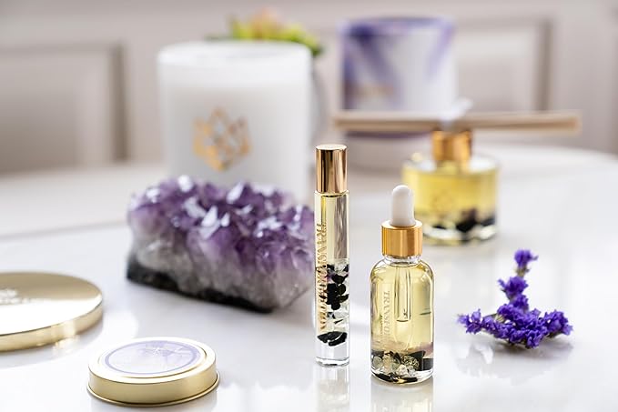 Essential Oil Rollerballs, .34 OZ, Transformation - Amethyst Crystal Infused - Scents of Jasmine, Bergamot, Vanilla, & Cedar - Aromatherapy Roll On Oils, Skin Care, Massage