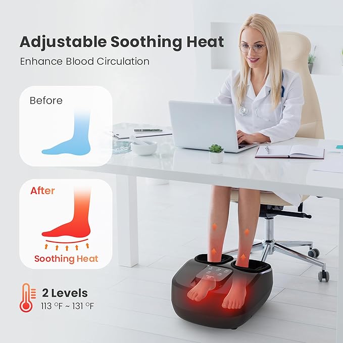 COMFIER Shiatsu Foot Massager with Heat,Kneading, Compression, Massage Machine for Plantar Fasciitis Neuropathy, Remote Control,Heated Foot Warmer, Gifts for Men,Women,Size 13