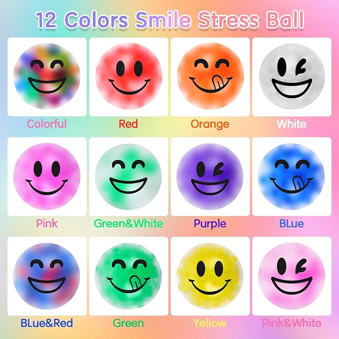36 Pack Stress Balls, Squishy Ball for Adults, Squeeze Balls to Relax, Anti-Anxiety Fidget Balls for Party Favors, Birthday Gifts, Goodie Bag Stuffers