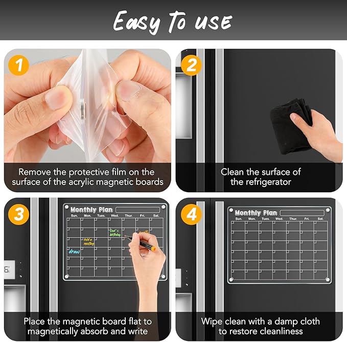 DIYMAG Planning Pads 3Pack Acrylic Magnetic Dry Erase Calendar for Fridge,15"x11" Set 2025 Magnetics Weekly Monthly Memo Planner Board for Refrigerator with 6 Colors Markers