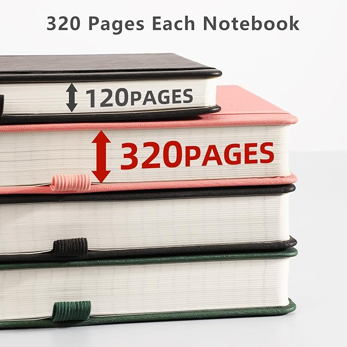 AHGXG Notebook College Ruled - 320 Numbered Pages Large B5 Thick Journal Lined Notebook for Work, 100gsm Thick Paper, Leather Softcover, for Women Men Work School, 7.6'' X 10''-Green