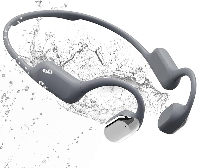 Swimming Headphone Open-Ear Bone Conduction-IP68 Waterproof Swim Earbuds with Bluetooth 5.4 Sport Headset with Safelight, 32G MP3 Memory Underwater Headphones, Running, Cycling