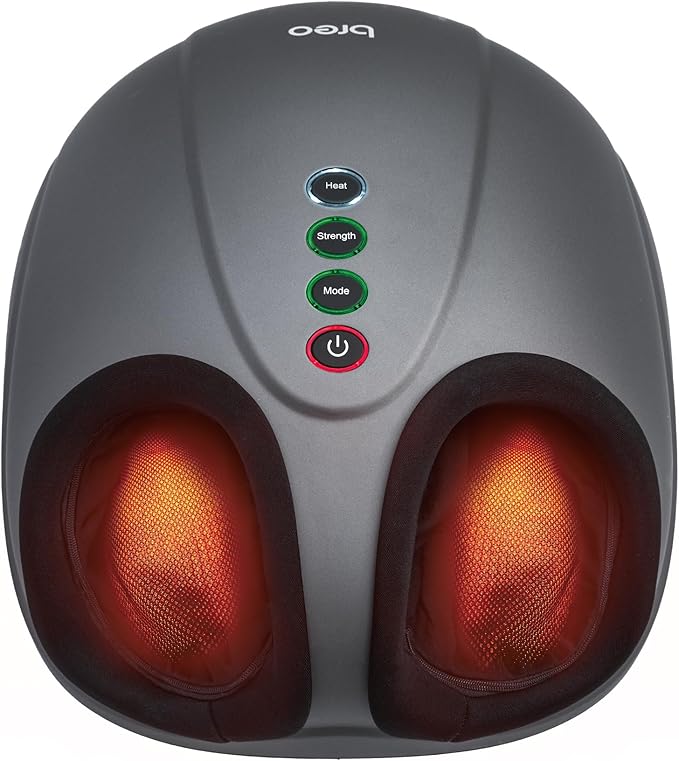 Breo Foot Massager with Heat, Deep Tissue Kneading, Shiatsu Massage Machine for Relax, Relieve Foot Pain, Plantar Fasciitis, Fits Feet Up to Men Size 12, Mother's Day Gift