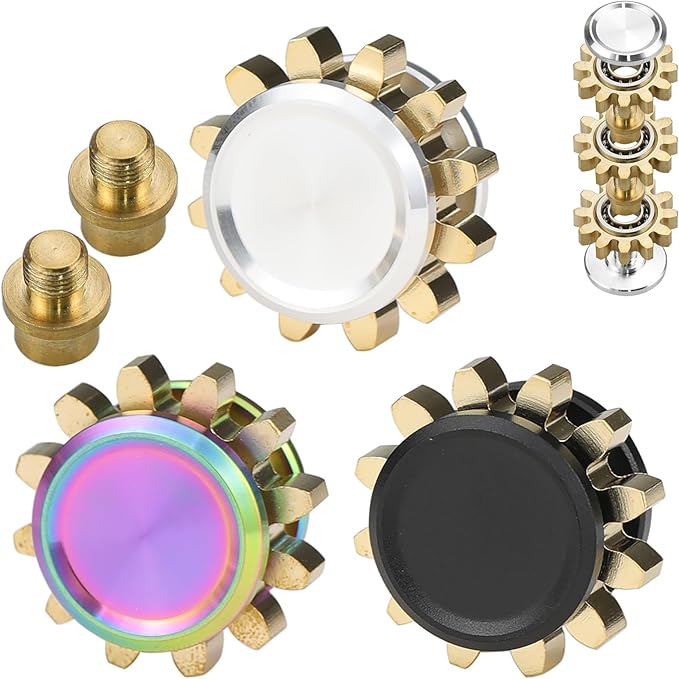 FREELOVE Gear Fidget Spinner for Adults, Mini Tiny Small Finger Toys, Metal Copper Cog Ball, Quiet Silent Figette EDC, Kinetic Hands Gyro for Stress Anxiety Men