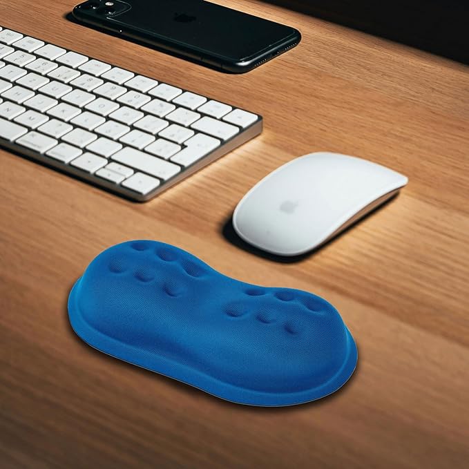 VANKEY Ergonomic Mouse Wrist Rest, Soft Mouse Wrist Support Pad with Memory Foam, Non-Slip Base (French Blue)