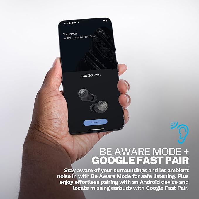 JLab Go Air Pop+ Tones True Wireless Earbuds, in Ear Headphones, Bluetooth Earphones, 35H Playtime Ear Buds, Bluetooth Earbuds with Microphone, USB-C Charging Case, Dual Connect, EQ3 Sound, (155 N)