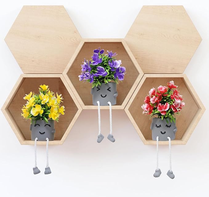 Zerzsy Set of 3 Small Artificial Plants in Pots,Cute Fake Potted Plants with Hanging Leg Planter for Window Sill Desk Bathroom Decor, Home Office Artificial Succulent Plants