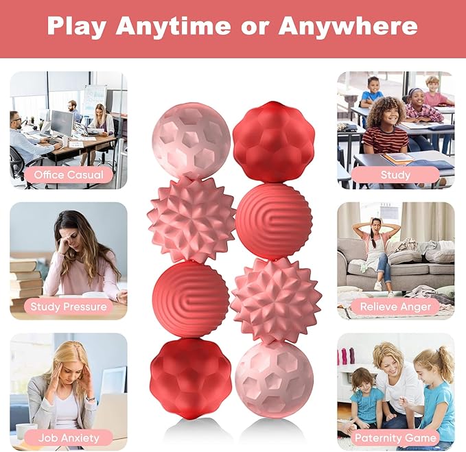 8 Pieces Fidget Toys Adults Magnetic Fidget Balls Silicone Magnetic Fidgets Anxiety Relief Items for Anxiety ADHD Portable Desk Toys for Office Travel Home Party Gift Class Prizes(Pink, 8)