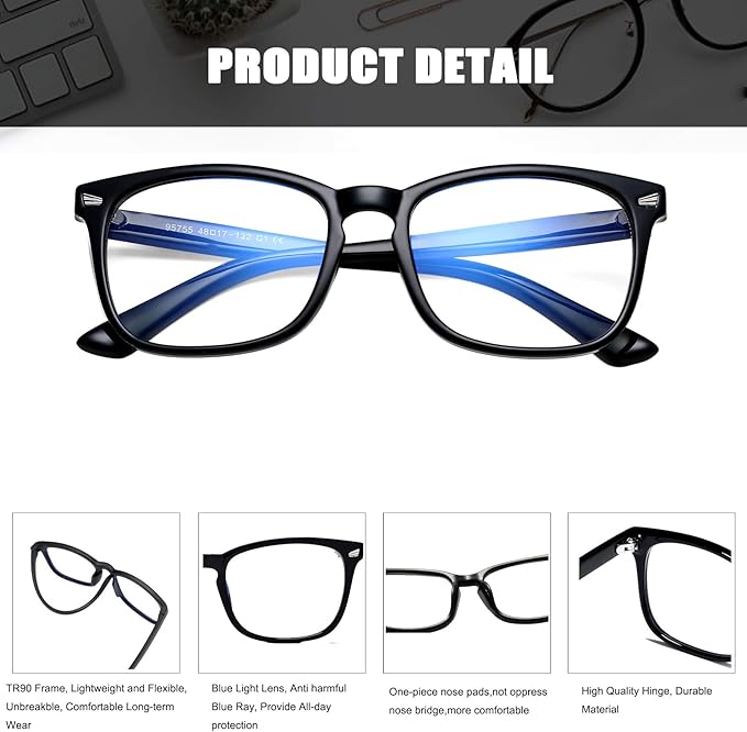 Hycredi Kids Blue Light Blocking Glasses，Anti Eyestrain & UV Protection, Computer Gaming TV Phone Glasses for Boys Girls